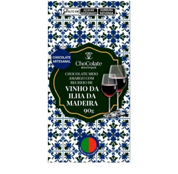 Chocolate Meio Amargo com Recheio de Vinho da Ilha da Madeira 90g